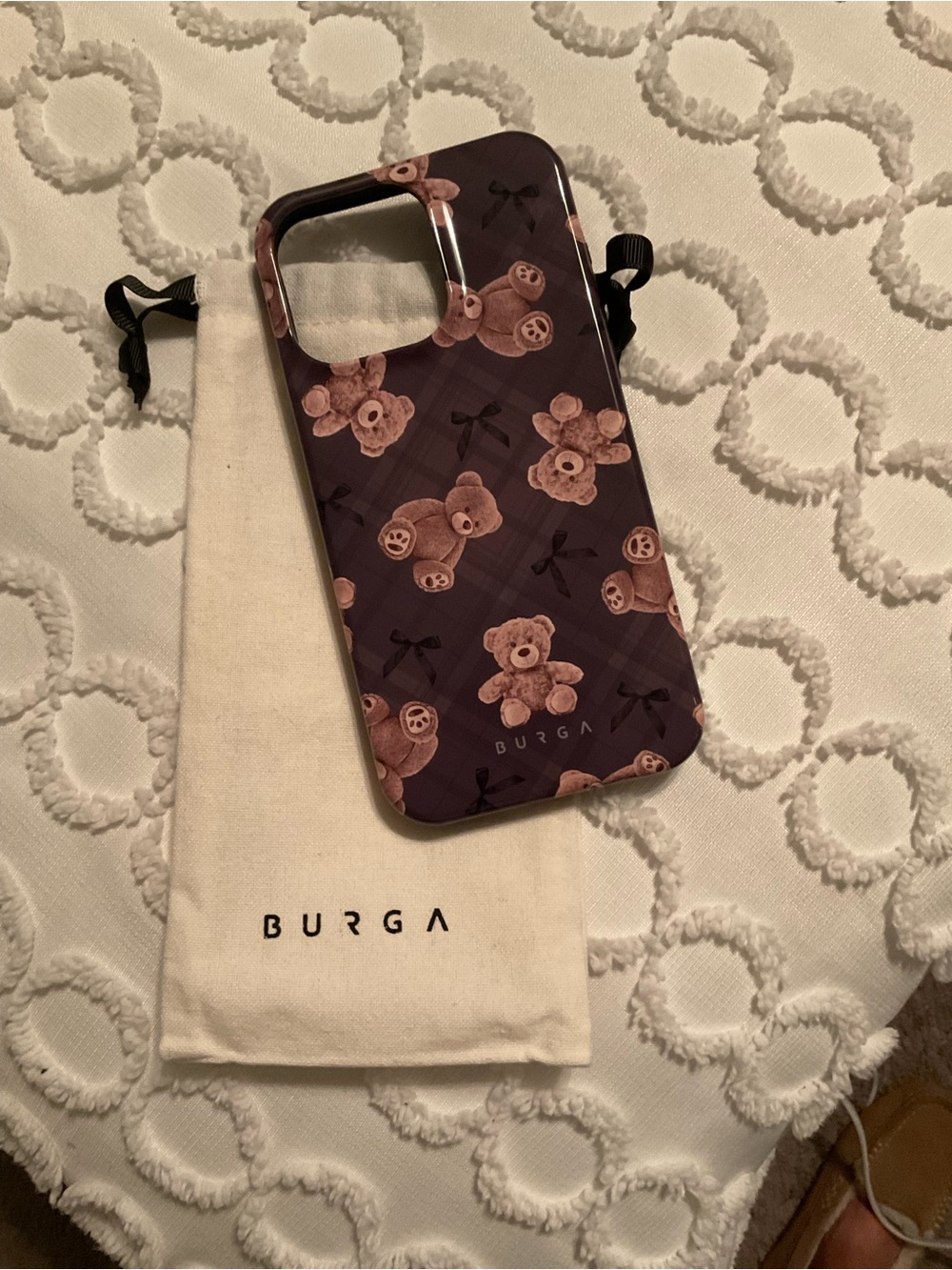 Burga Purple Teddy Print Phone Case 17 pro max